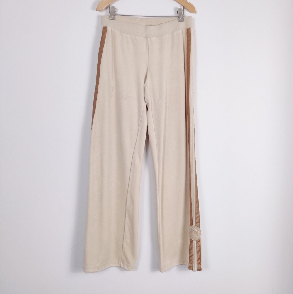 Jennifer Lopez Women's Velvet Loungewear Sweatpants in Cream Tan Size Small Y2K
